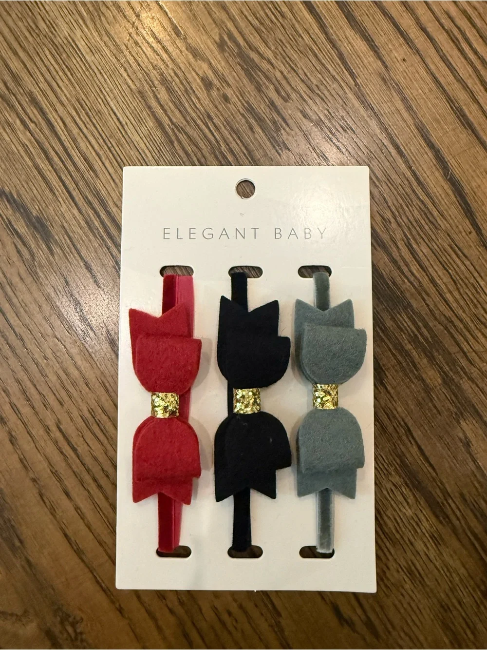 Elegant Baby Velvet Bow Headband Set - Red, Black & Gray